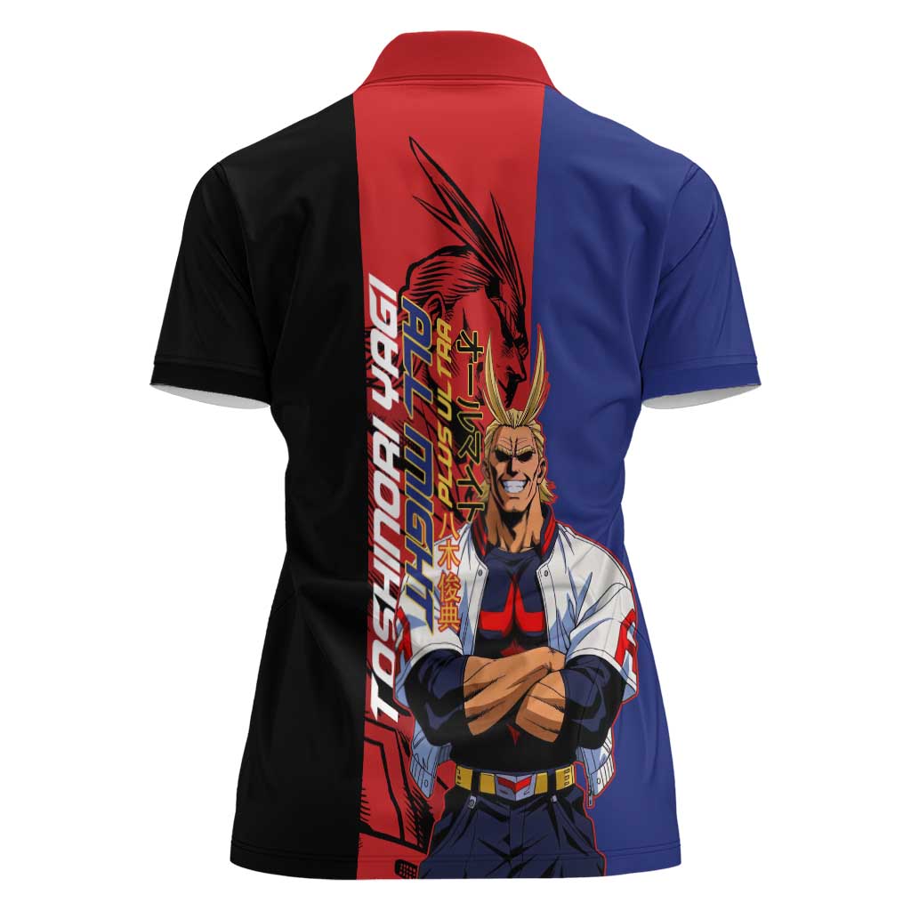 All Might My Hero Academia Women Polo Shirt Red and Blue Theme - The Mazicc