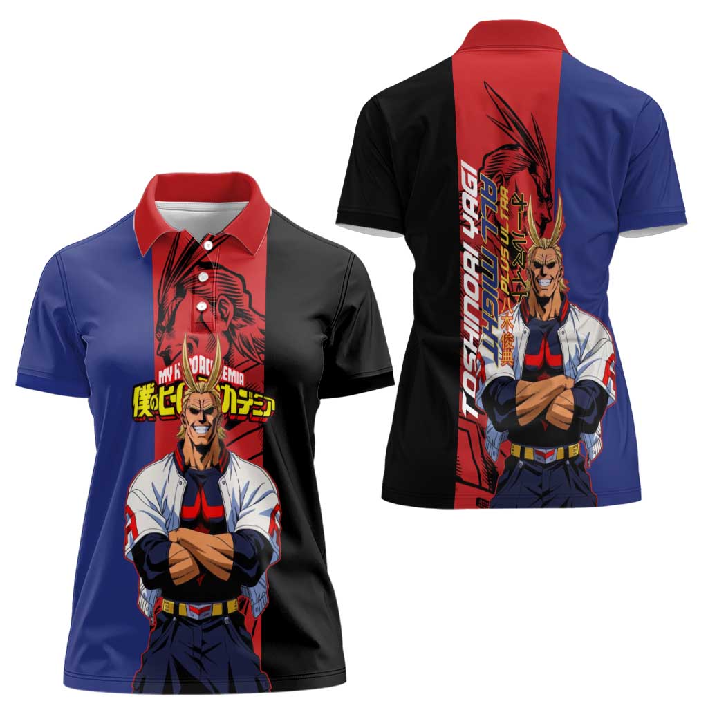 All Might My Hero Academia Women Polo Shirt Red and Blue Theme - The Mazicc