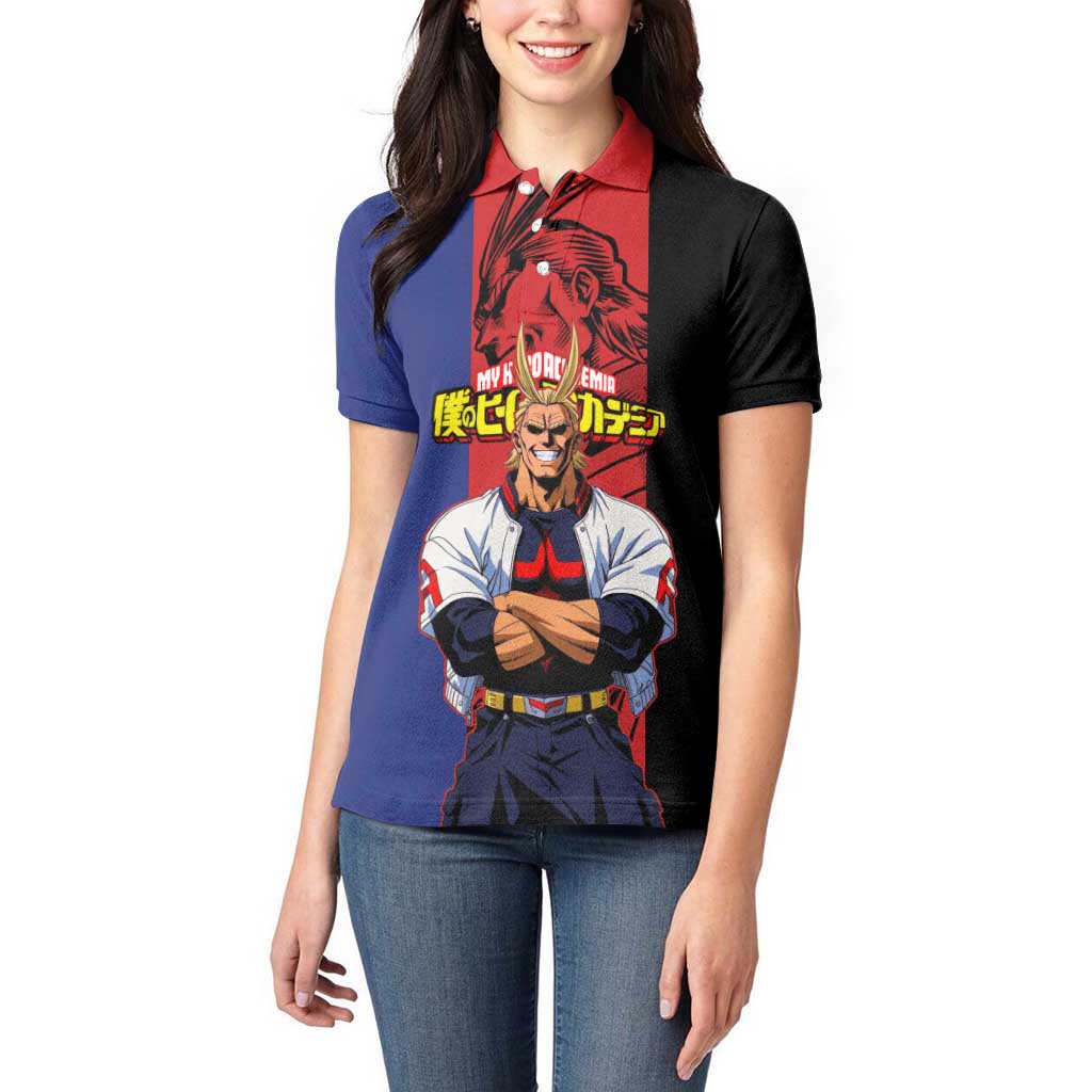 All Might My Hero Academia Women Polo Shirt Red and Blue Theme - The Mazicc