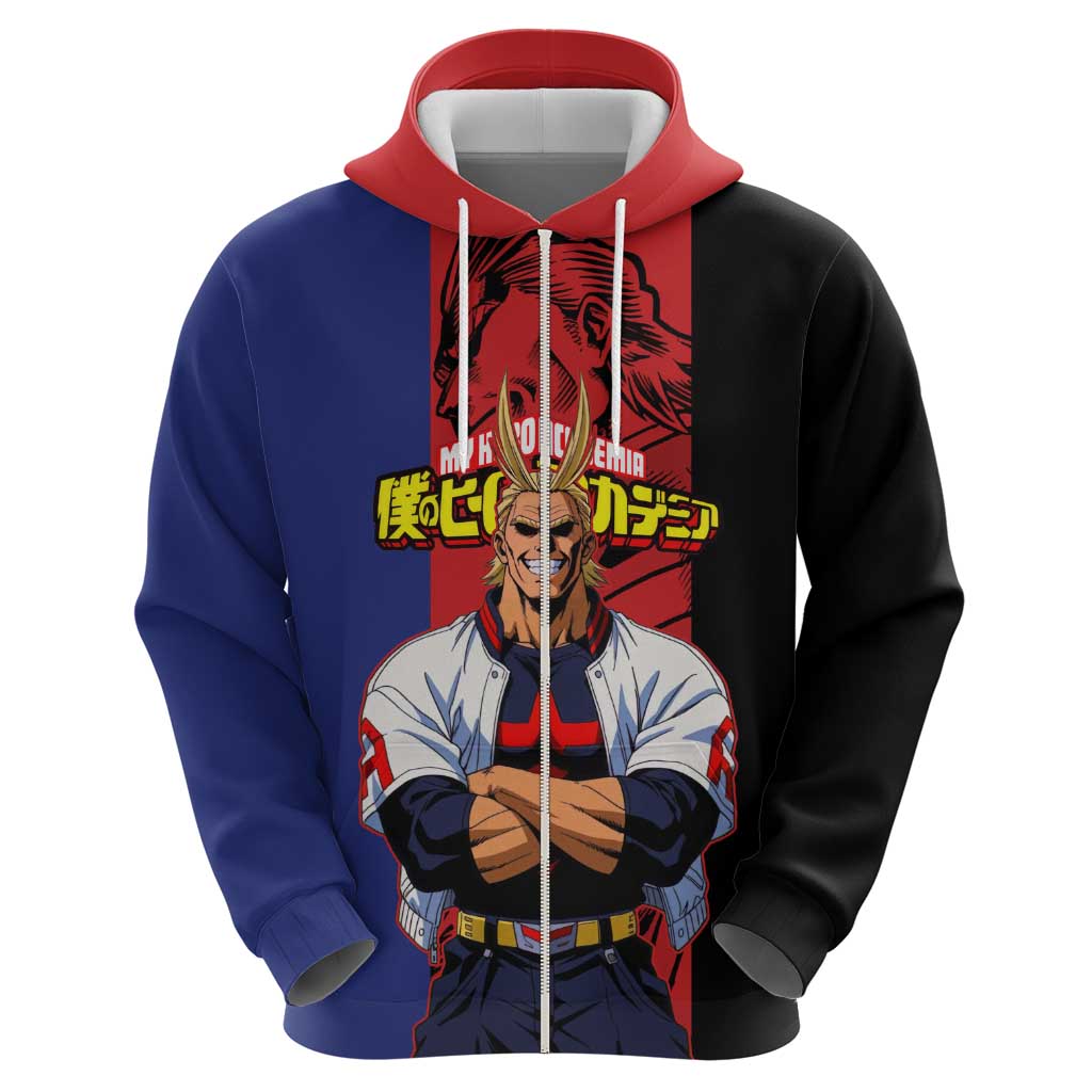 All Might My Hero Academia Zip Hoodie Red and Blue Theme - The Mazicc