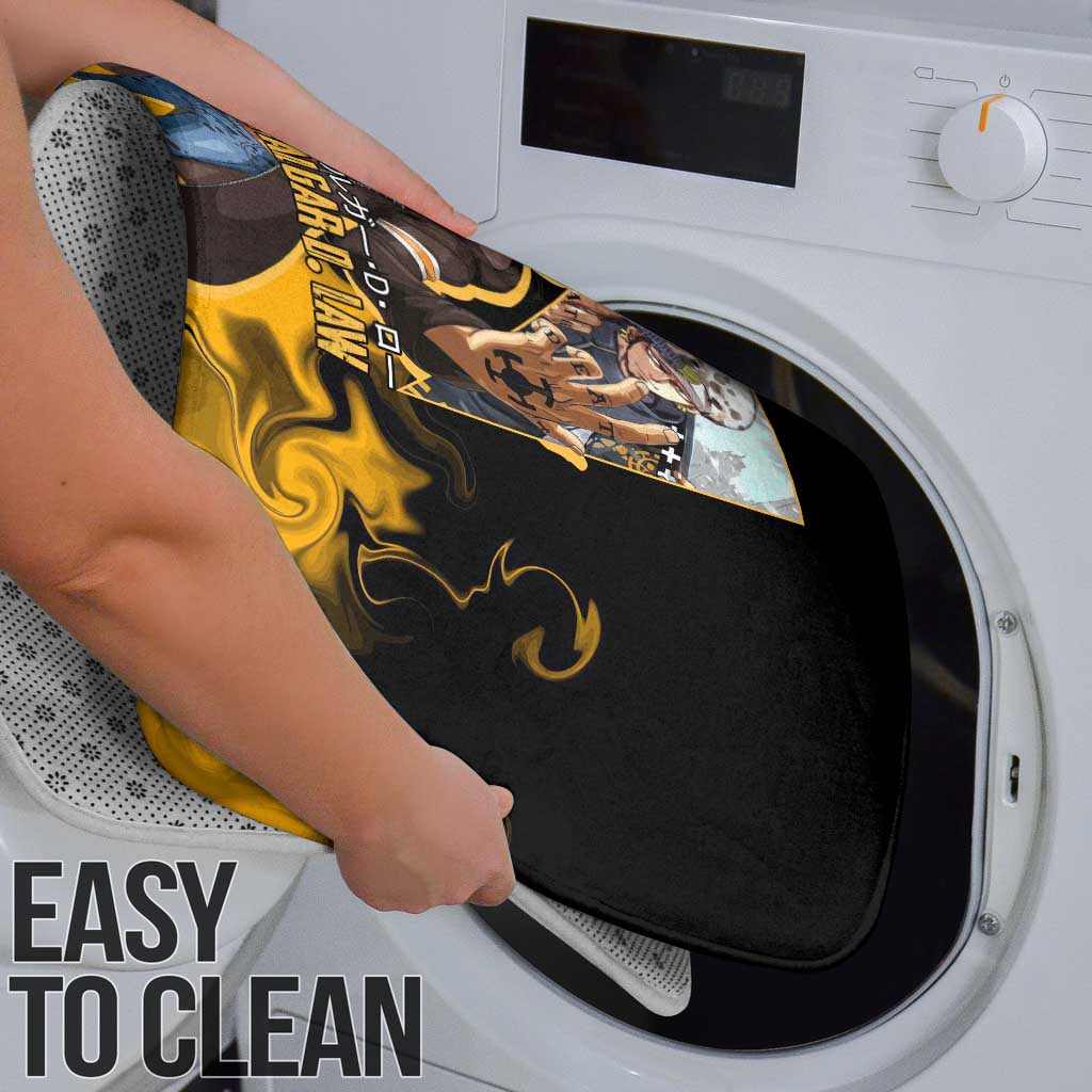 Trafalgar D. Law One Piece Black and Yellow Theme Bathroom Set with Heart Pirates Symbol and Flame Pattern Design - The Mazicc