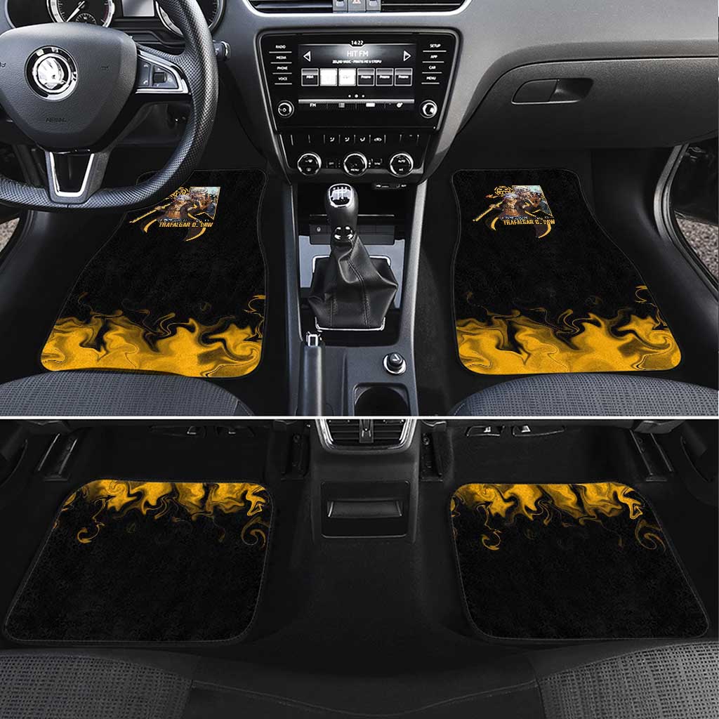 Trafalgar D. Law One Piece Black and Yellow Theme Car Mats with Heart Pirates Symbol and Flame Pattern Design - The Mazicc