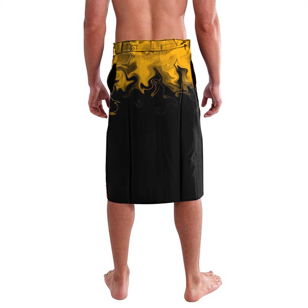 Trafalgar D. Law One Piece Black and Yellow Theme Lavalava with Heart Pirates Symbol and Flame Pattern Design - The Mazicc