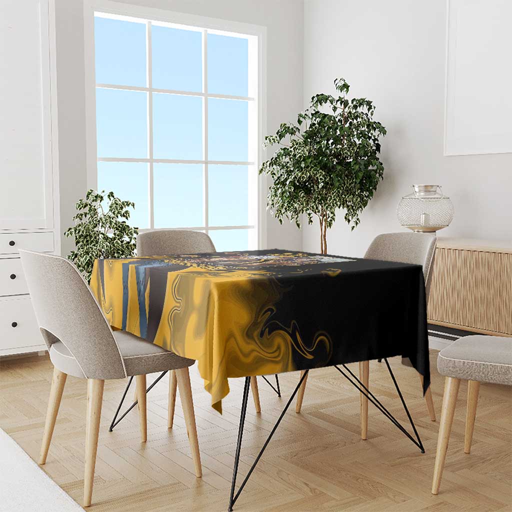 Trafalgar D. Law One Piece Black and Yellow Theme Tablecloth with Heart Pirates Symbol and Flame Pattern Design - The Mazicc