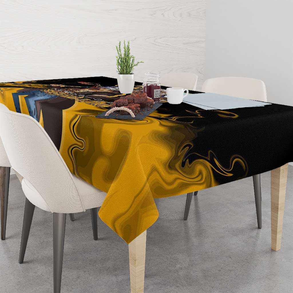 Trafalgar D. Law One Piece Black and Yellow Theme Tablecloth with Heart Pirates Symbol and Flame Pattern Design - The Mazicc