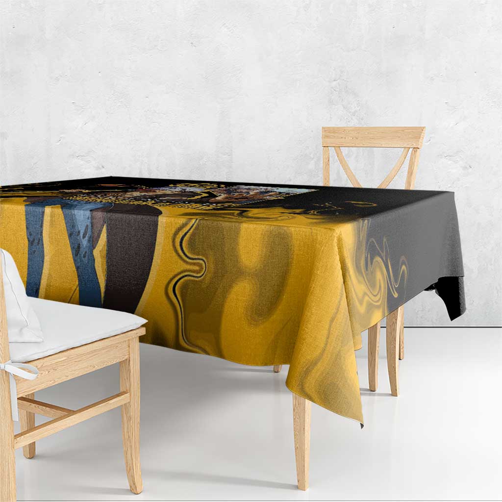 Trafalgar D. Law One Piece Black and Yellow Theme Tablecloth with Heart Pirates Symbol and Flame Pattern Design - The Mazicc