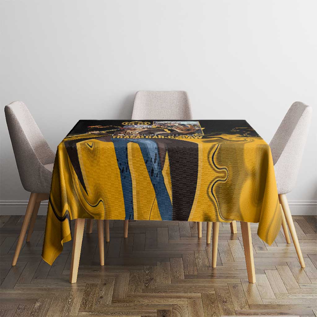 Trafalgar D. Law One Piece Black and Yellow Theme Tablecloth with Heart Pirates Symbol and Flame Pattern Design - The Mazicc