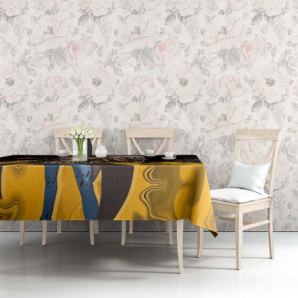 Trafalgar D. Law One Piece Black and Yellow Theme Tablecloth with Heart Pirates Symbol and Flame Pattern Design - The Mazicc