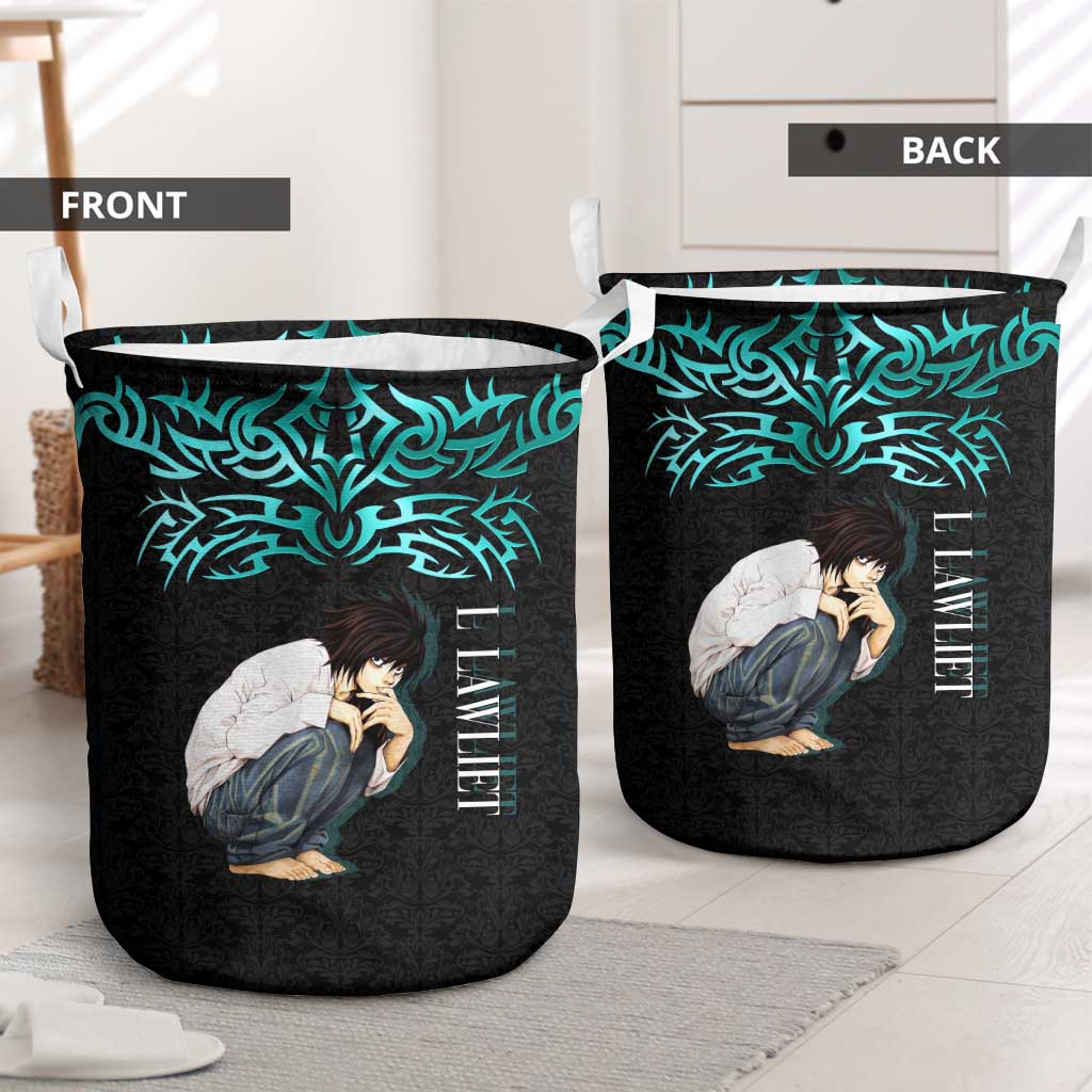 L Lawliet Death Note Laundry Basket Tribal Anime Fusion Style