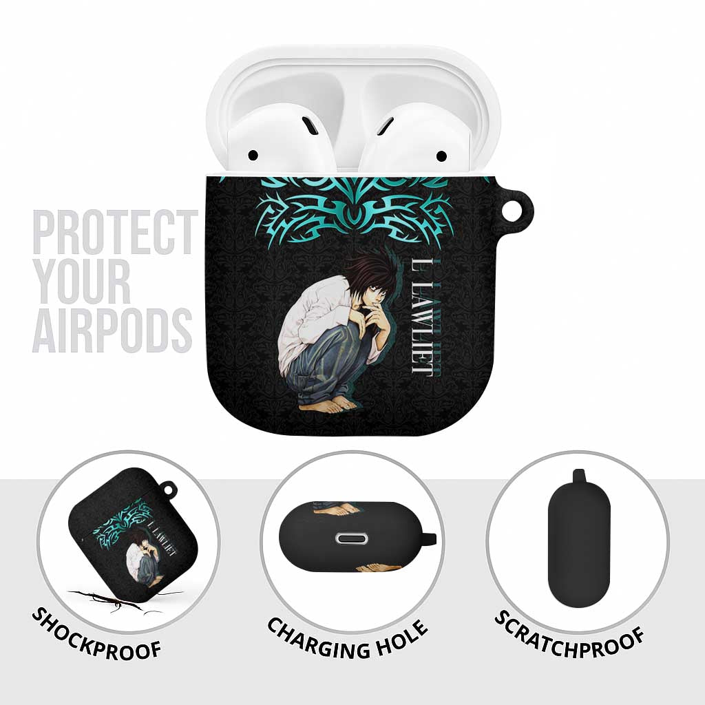 L Lawliet Death Note AirPods Case Tribal Anime Fusion Style