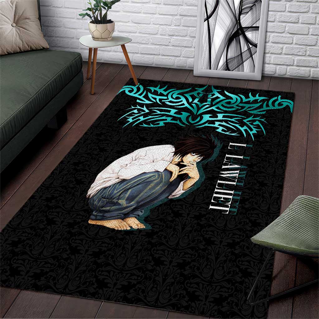 L Lawliet Death Note Area Rug Tribal Anime Fusion Style