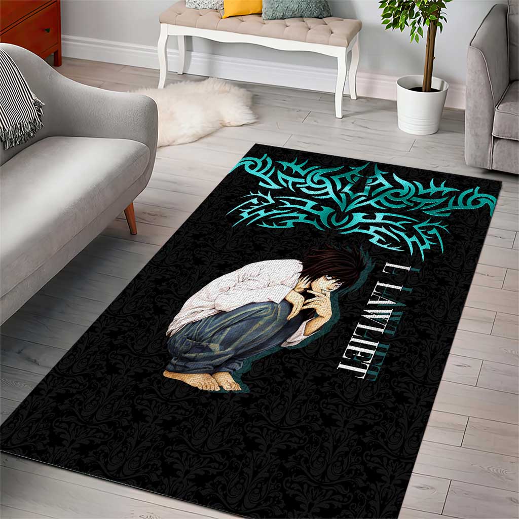 L Lawliet Death Note Area Rug Tribal Anime Fusion Style