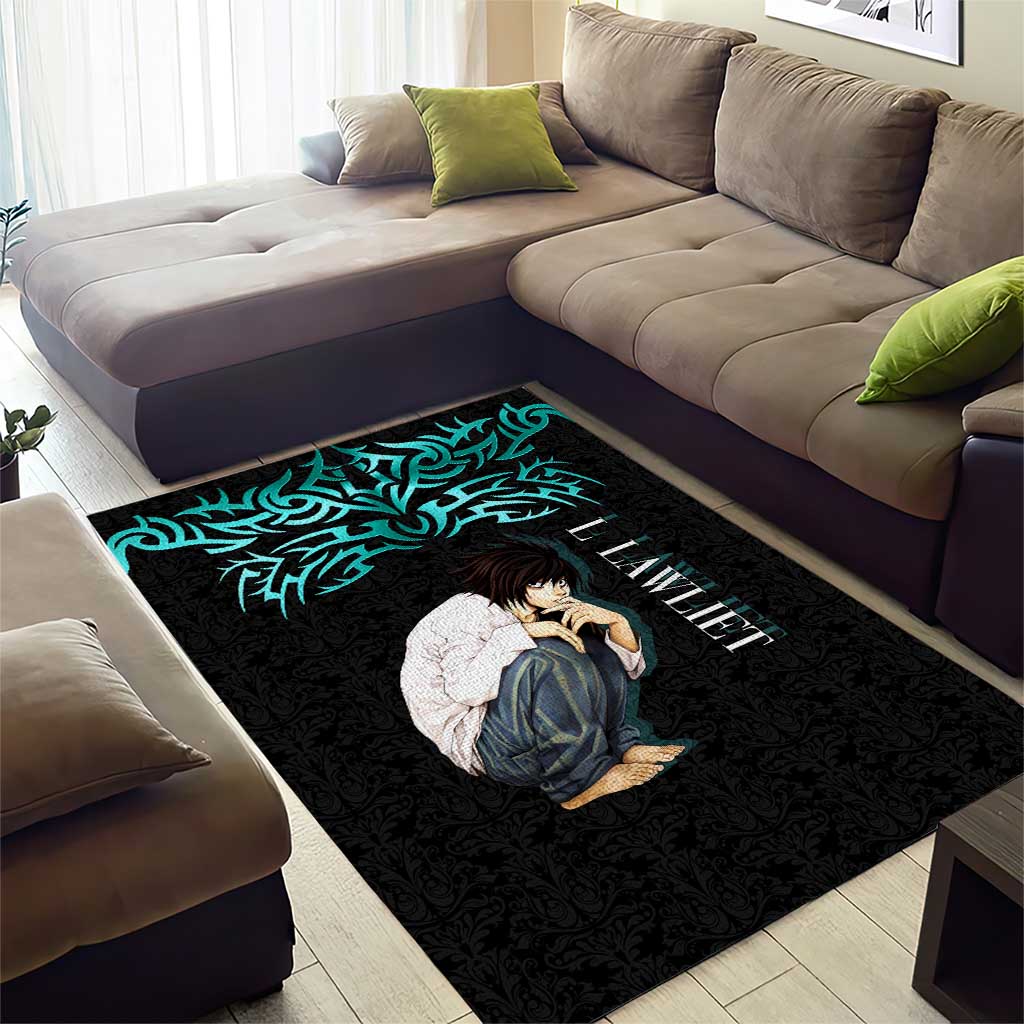 L Lawliet Death Note Area Rug Tribal Anime Fusion Style