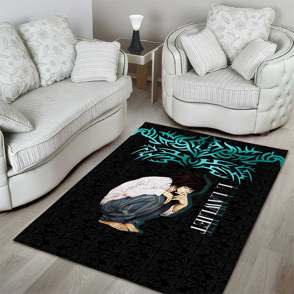 L Lawliet Death Note Area Rug Tribal Anime Fusion Style