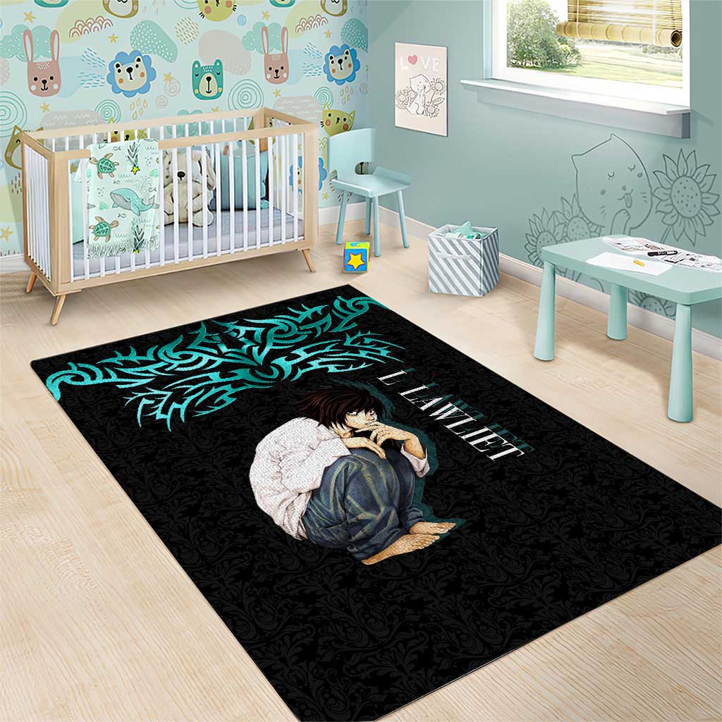 L Lawliet Death Note Area Rug Tribal Anime Fusion Style