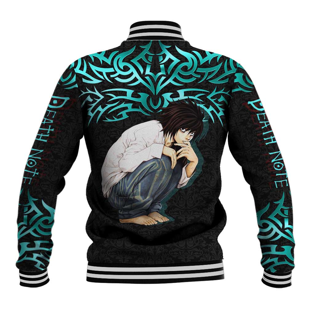 L Lawliet Death Note Baseball Jacket Tribal Anime Fusion Style