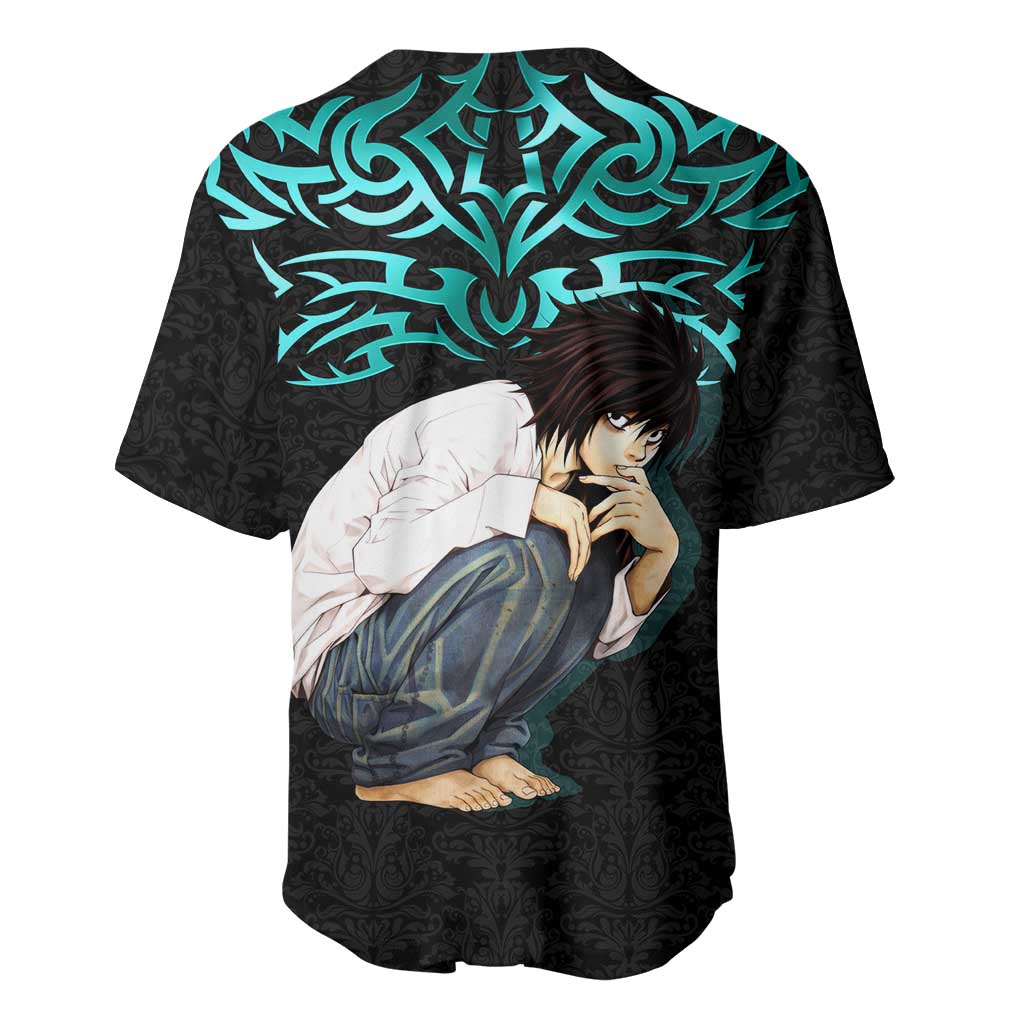L Lawliet Death Note Baseball Jersey Tribal Anime Fusion Style