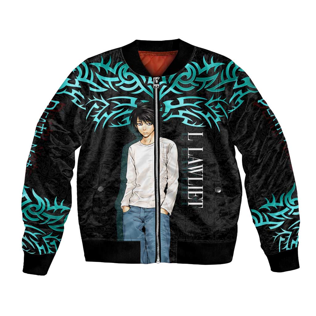 L Lawliet Death Note Bomber Jacket Tribal Anime Fusion Style