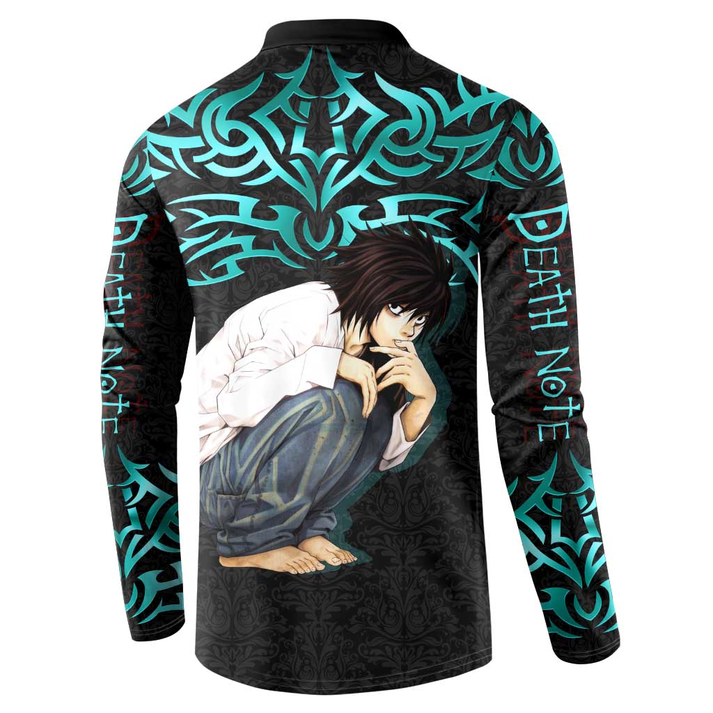 L Lawliet Death Note Button Sweatshirt Tribal Anime Fusion Style