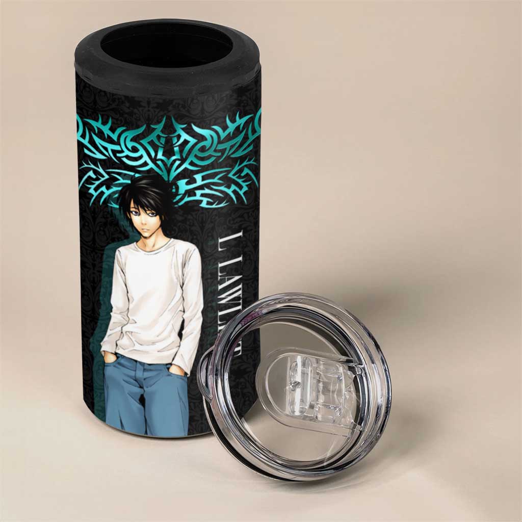 L Lawliet Death Note 4 in 1 Can Cooler Tumbler Tribal Anime Fusion Style