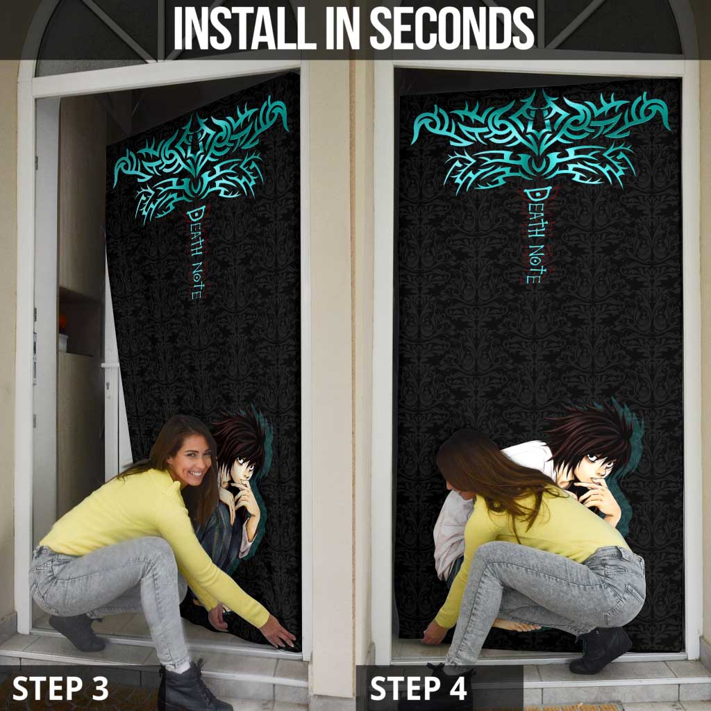 L Lawliet Death Note Door Cover Tribal Anime Fusion Style