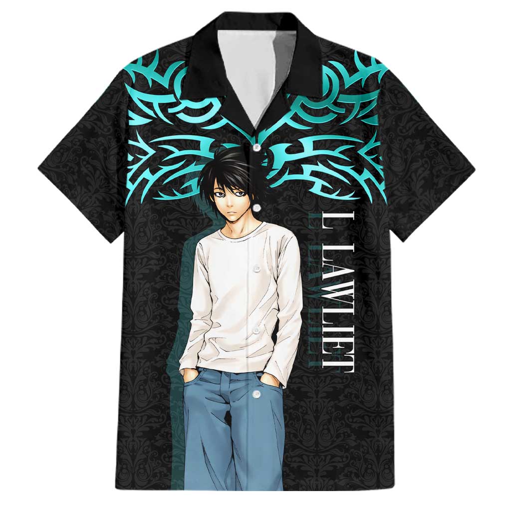 L Lawliet Death Note Family Matching Off Shoulder Maxi Dress and Hawaiian Shirt Tribal Anime Fusion Style