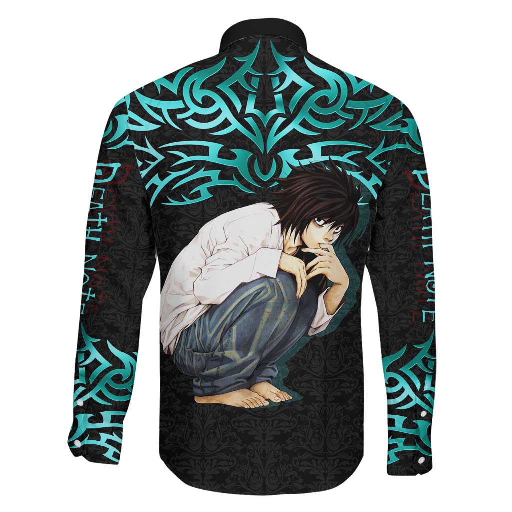 L Lawliet Death Note Family Matching Off Shoulder Maxi Dress and Hawaiian Shirt Tribal Anime Fusion Style