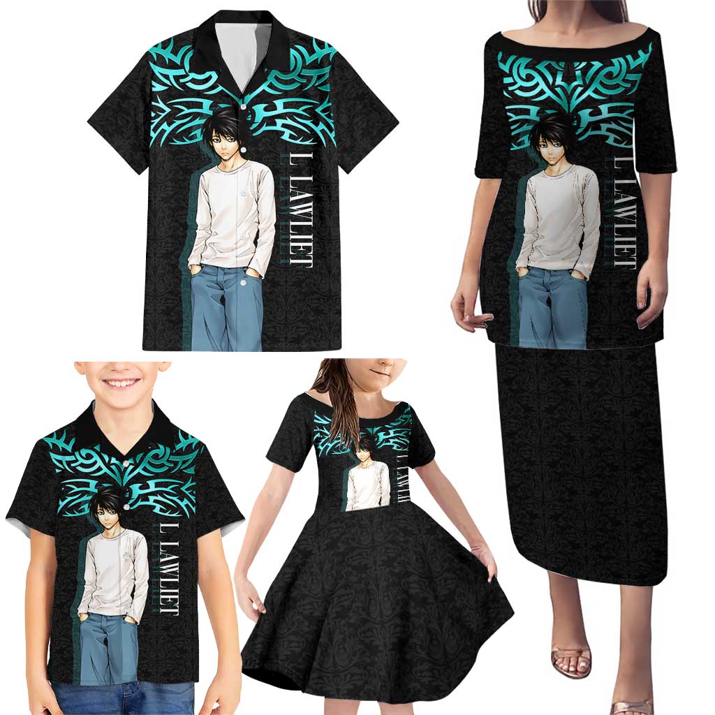 L Lawliet Death Note Family Matching Puletasi and Hawaiian Shirt Tribal Anime Fusion Style