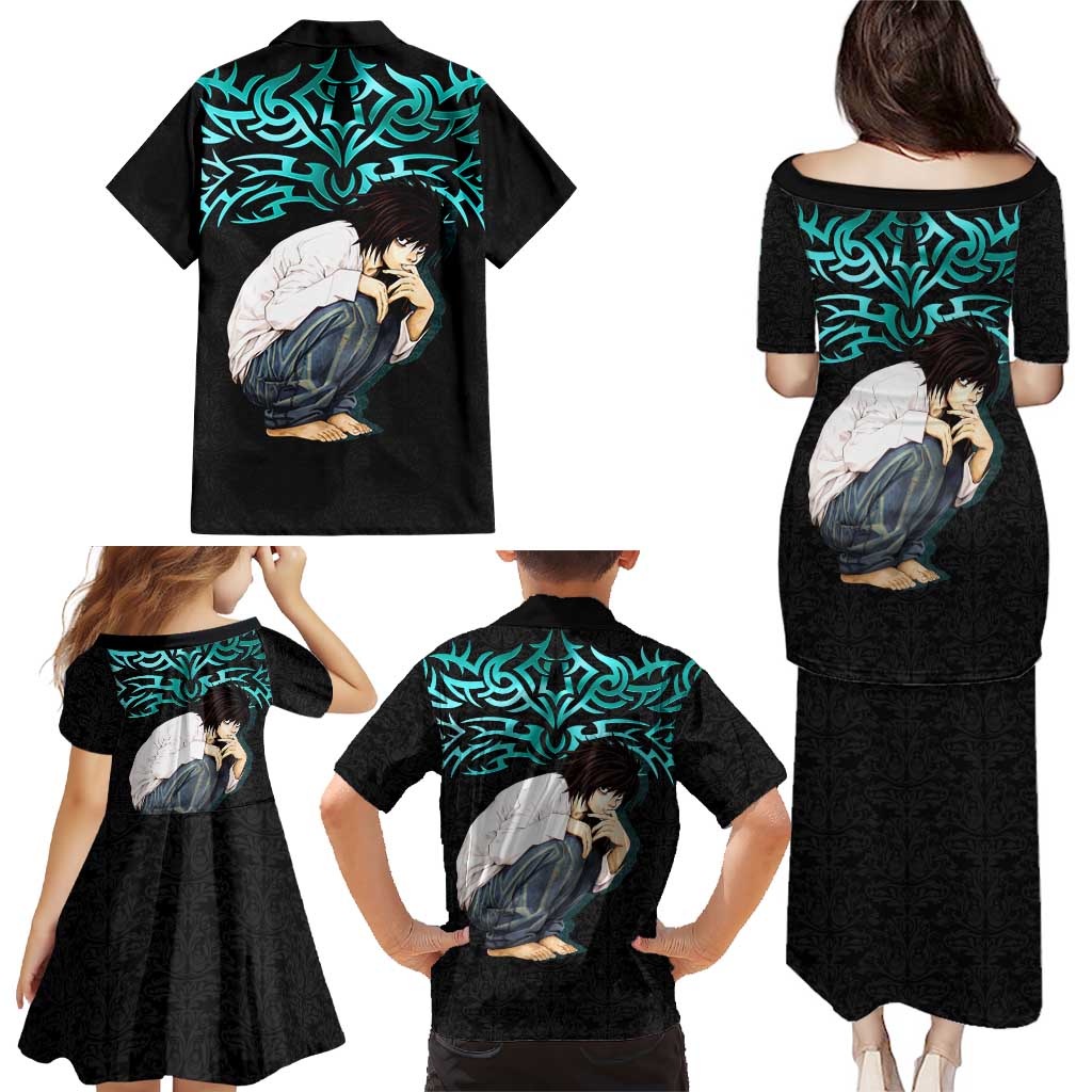 L Lawliet Death Note Family Matching Puletasi and Hawaiian Shirt Tribal Anime Fusion Style