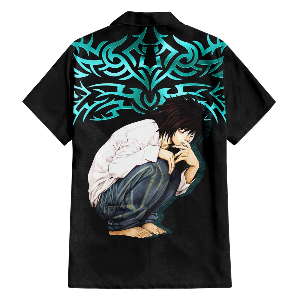 L Lawliet Death Note Family Matching Short Sleeve Bodycon Dress and Hawaiian Shirt Tribal Anime Fusion Style