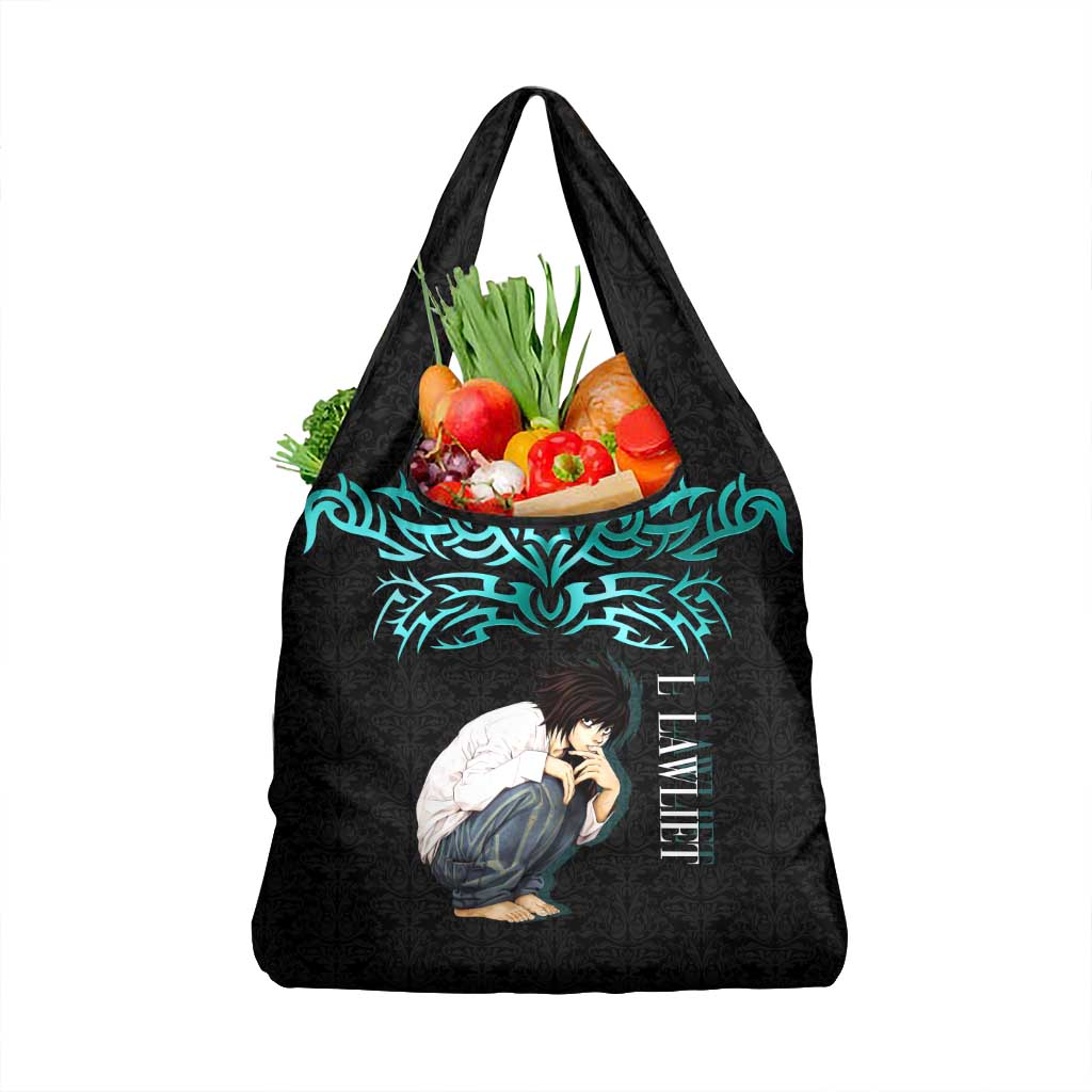 L Lawliet Death Note Grocery Bag Tribal Anime Fusion Style