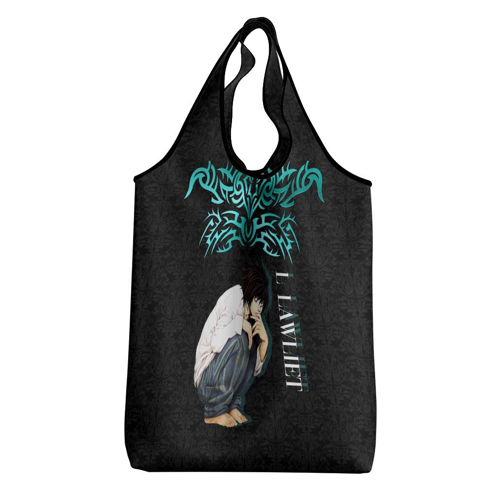 L Lawliet Death Note Grocery Bag Tribal Anime Fusion Style