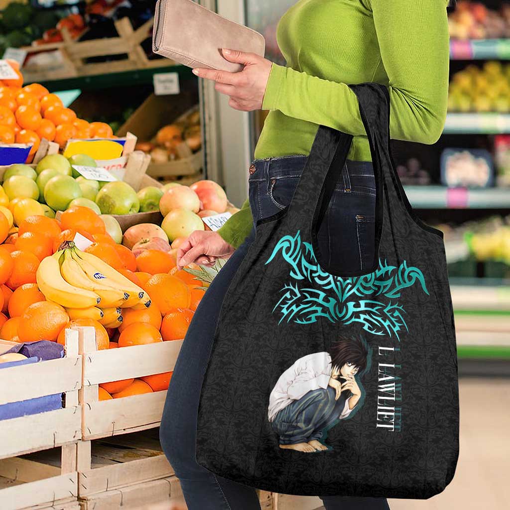 L Lawliet Death Note Grocery Bag Tribal Anime Fusion Style