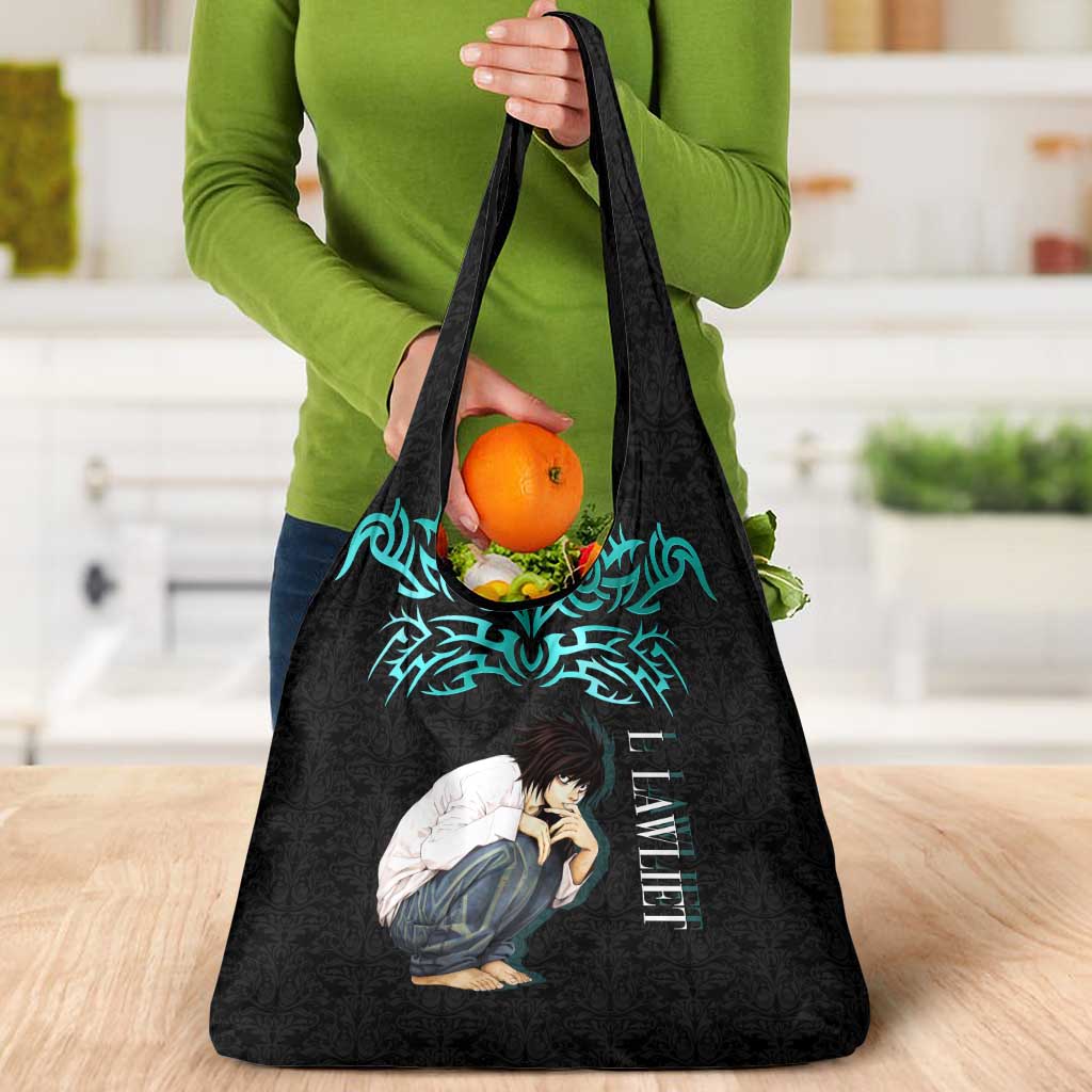 L Lawliet Death Note Grocery Bag Tribal Anime Fusion Style