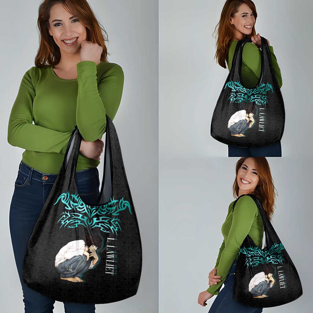 L Lawliet Death Note Grocery Bag Tribal Anime Fusion Style