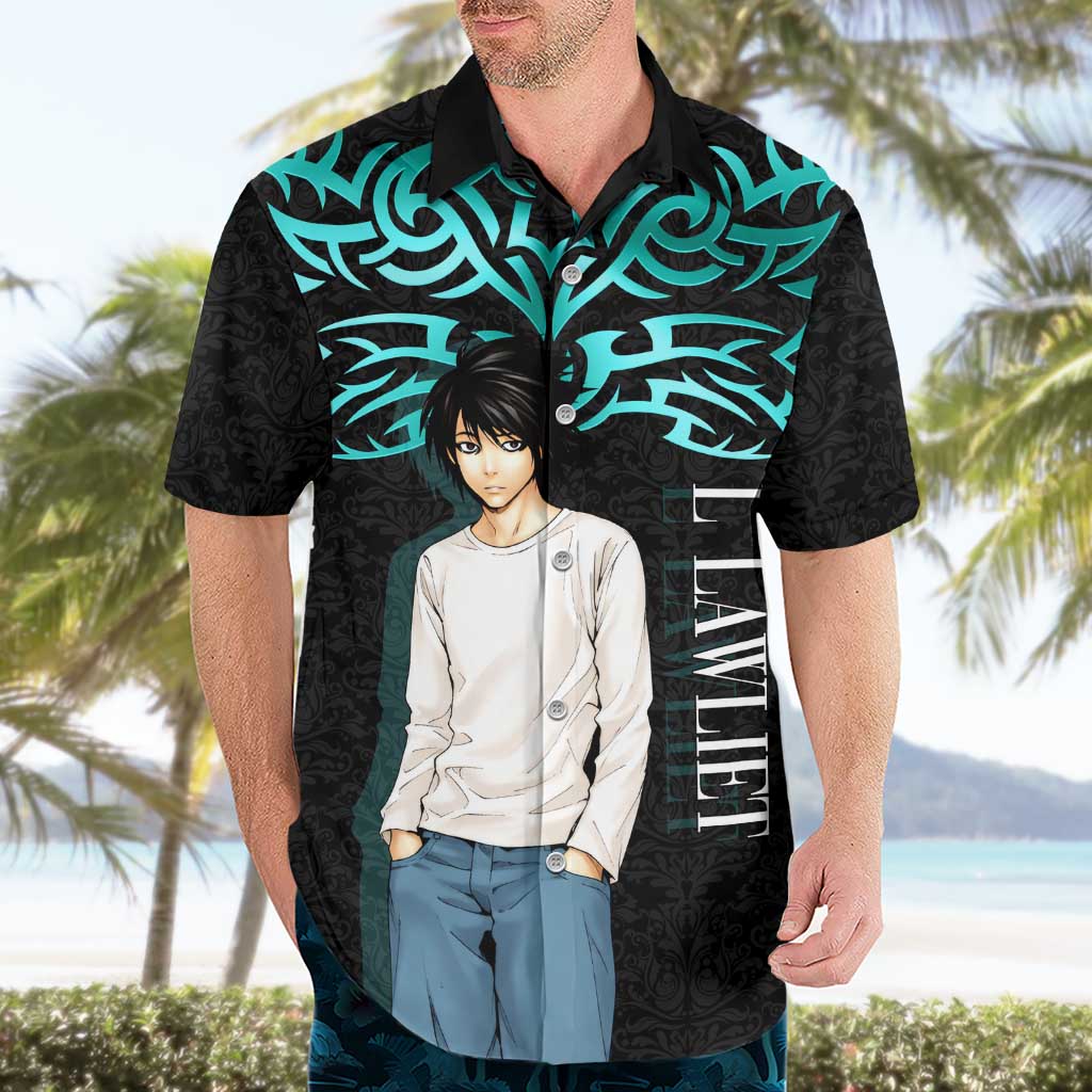 L Lawliet Death Note Hawaiian Shirt Tribal Anime Fusion Style