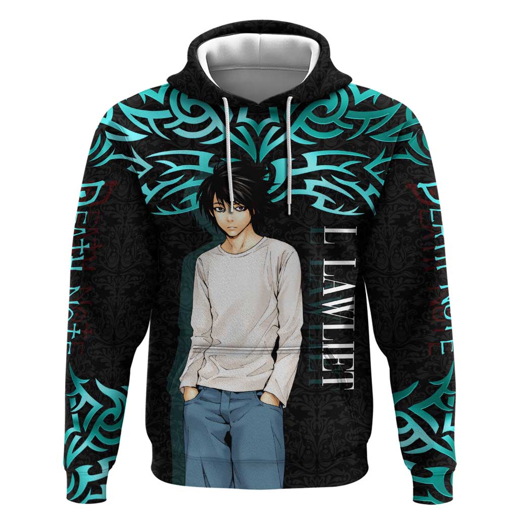 L Lawliet Death Note Hoodie Tribal Anime Fusion Style