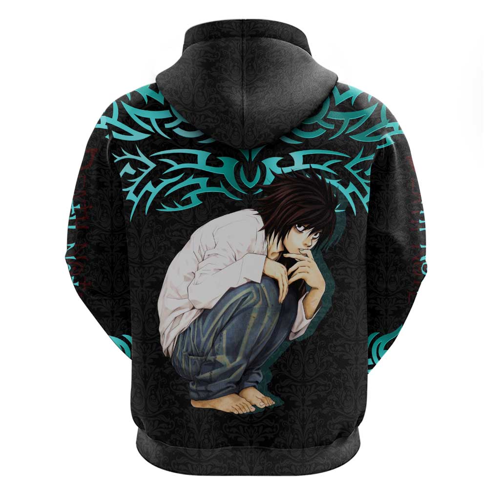 L Lawliet Death Note Hoodie Tribal Anime Fusion Style