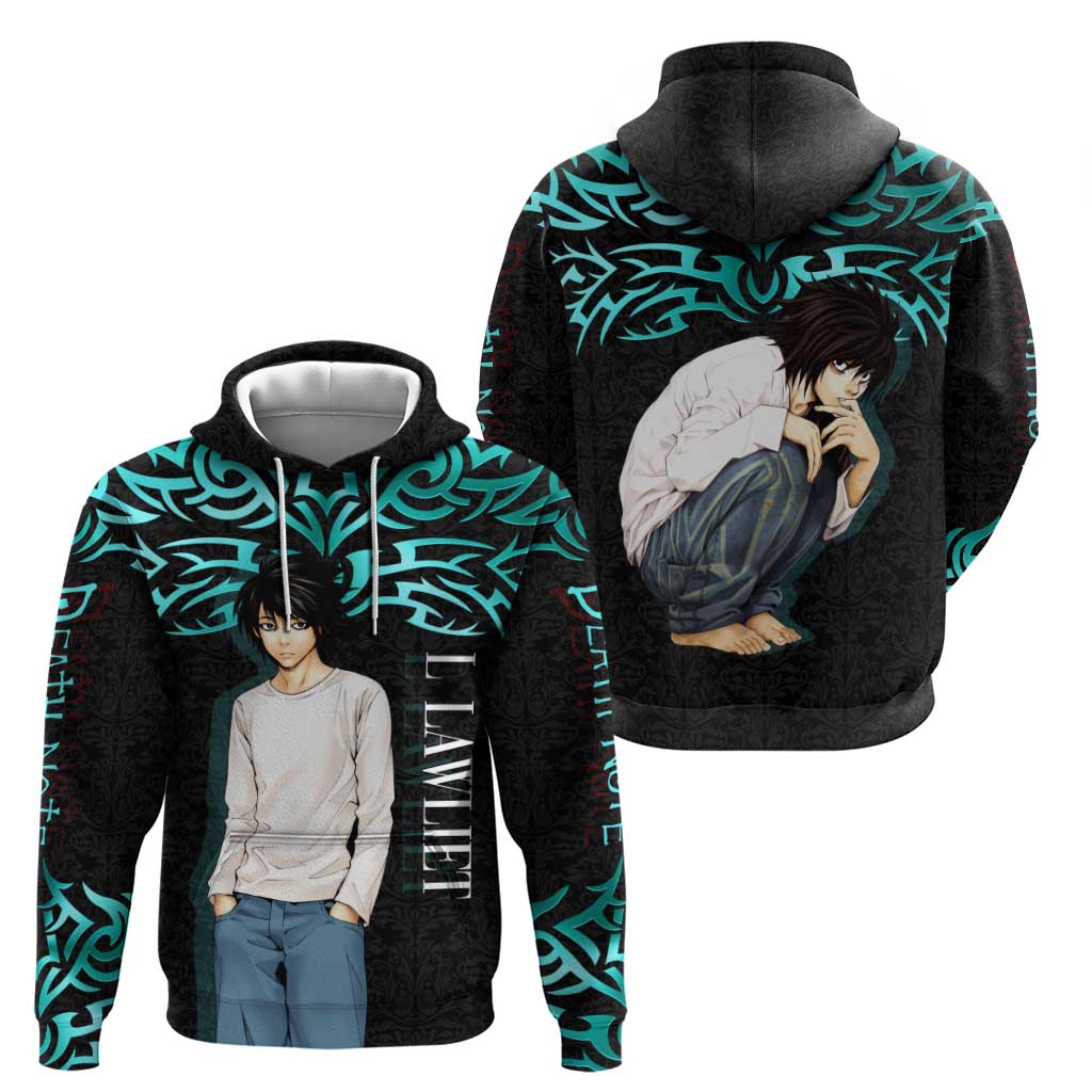 L Lawliet Death Note Hoodie Tribal Anime Fusion Style