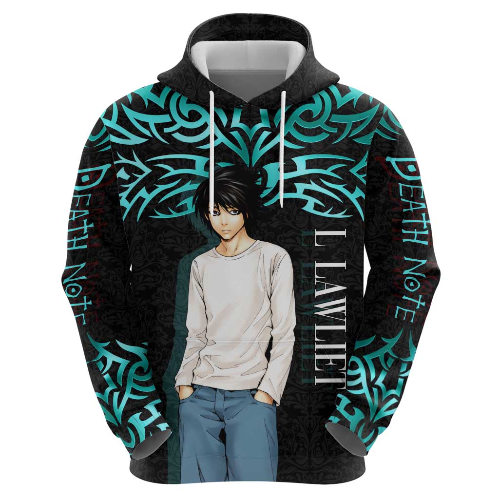 L Lawliet Death Note Hoodie Tribal Anime Fusion Style