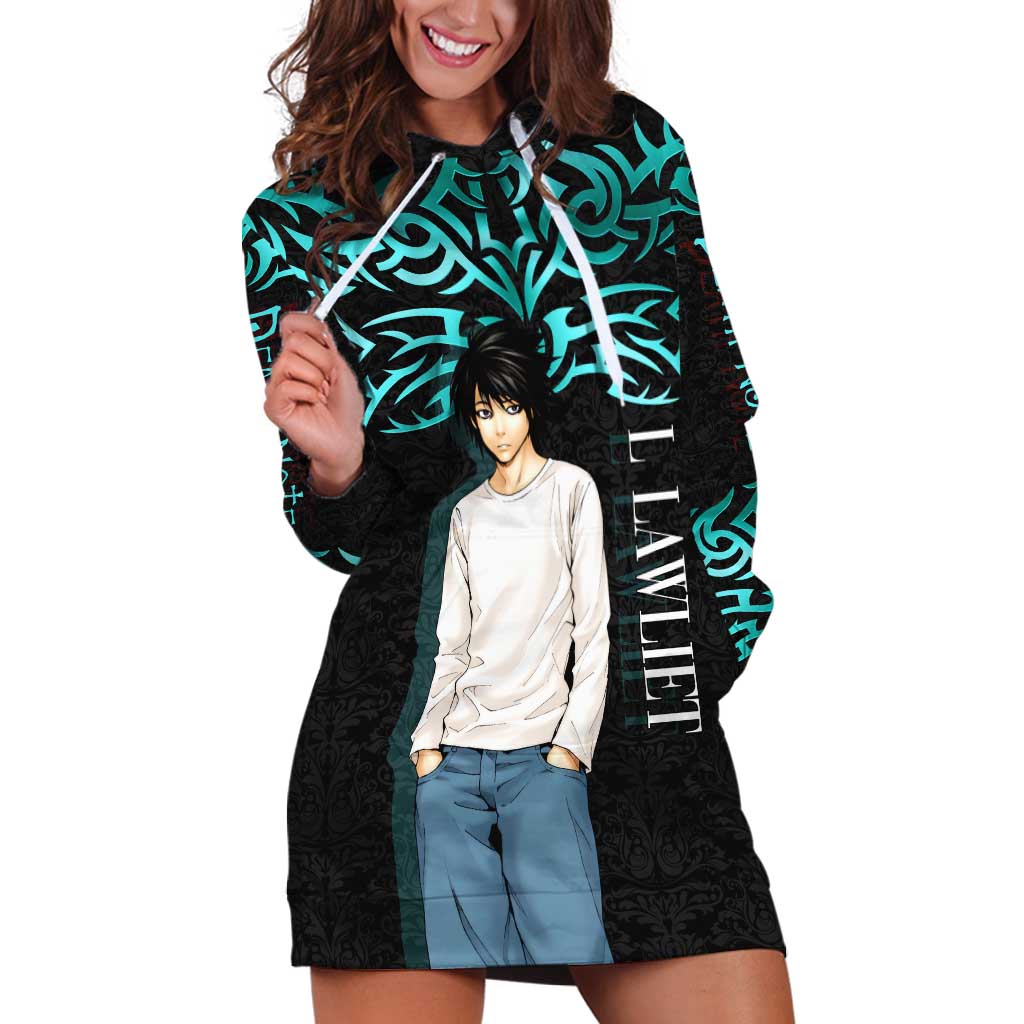 L Lawliet Death Note Hoodie Dress Tribal Anime Fusion Style