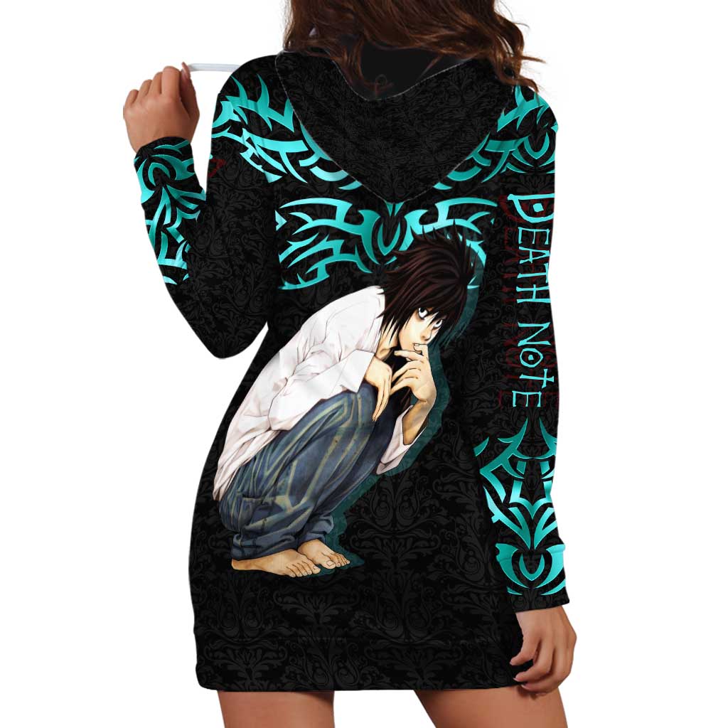 L Lawliet Death Note Hoodie Dress Tribal Anime Fusion Style