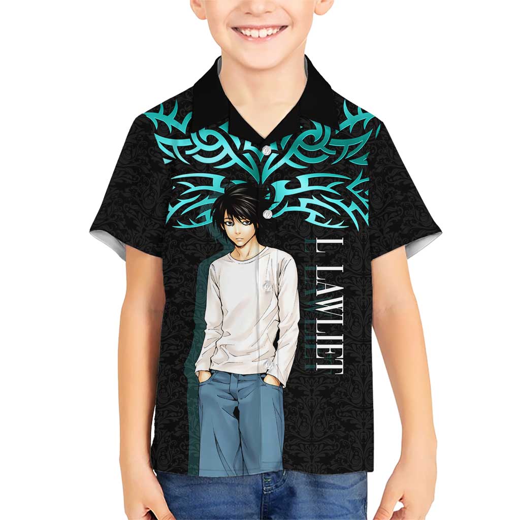 L Lawliet Death Note Kid Hawaiian Shirt Tribal Anime Fusion Style