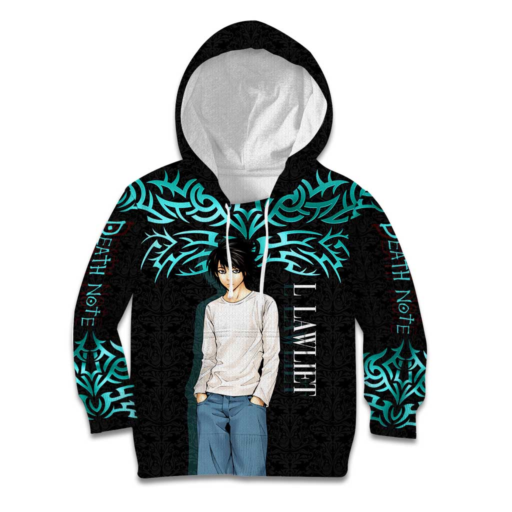 L Lawliet Death Note Kid Hoodie Tribal Anime Fusion Style