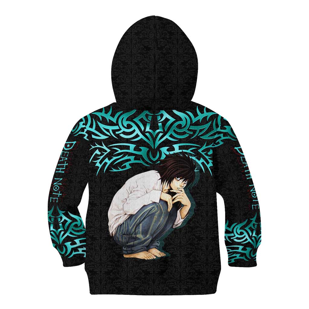 L Lawliet Death Note Kid Hoodie Tribal Anime Fusion Style
