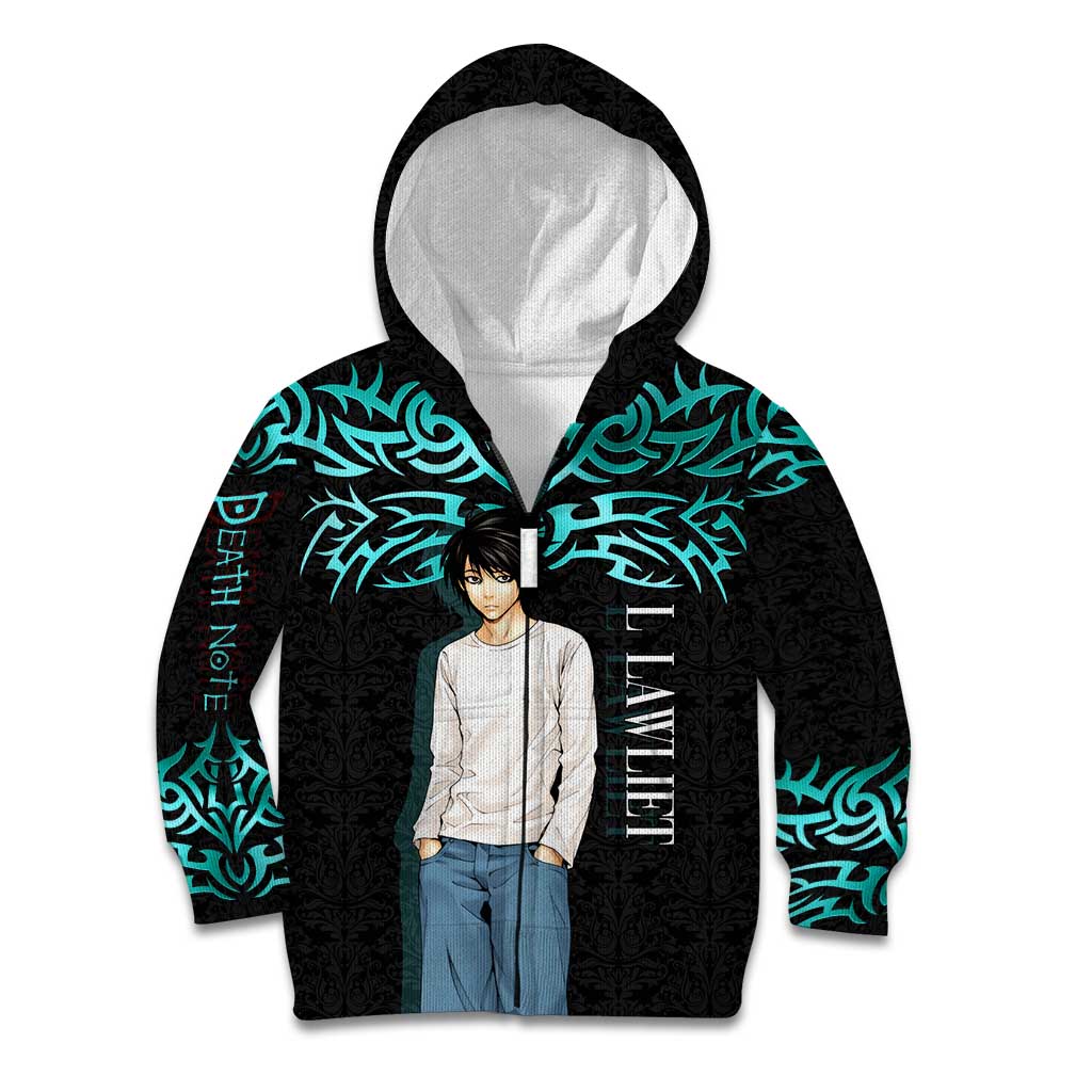 L Lawliet Death Note Kid Hoodie Tribal Anime Fusion Style