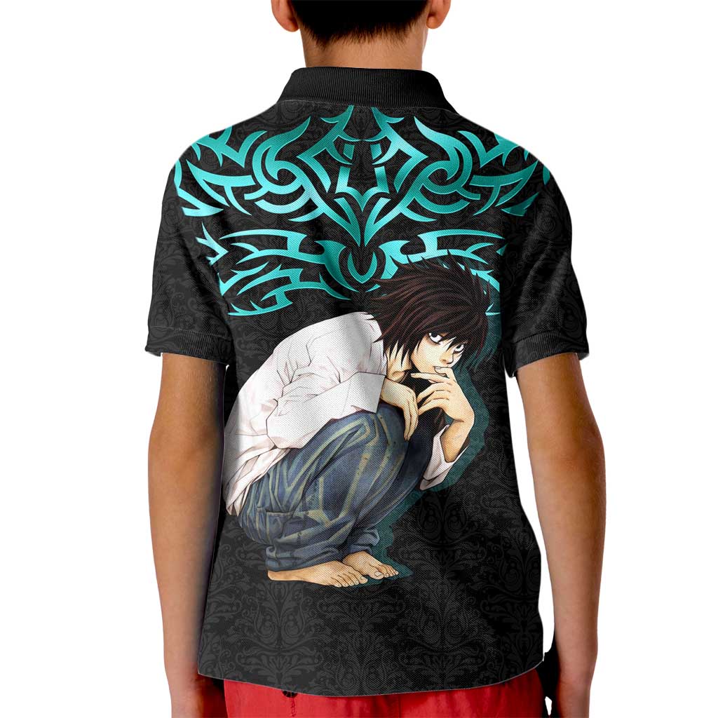 L Lawliet Death Note Kid Polo Shirt Tribal Anime Fusion Style
