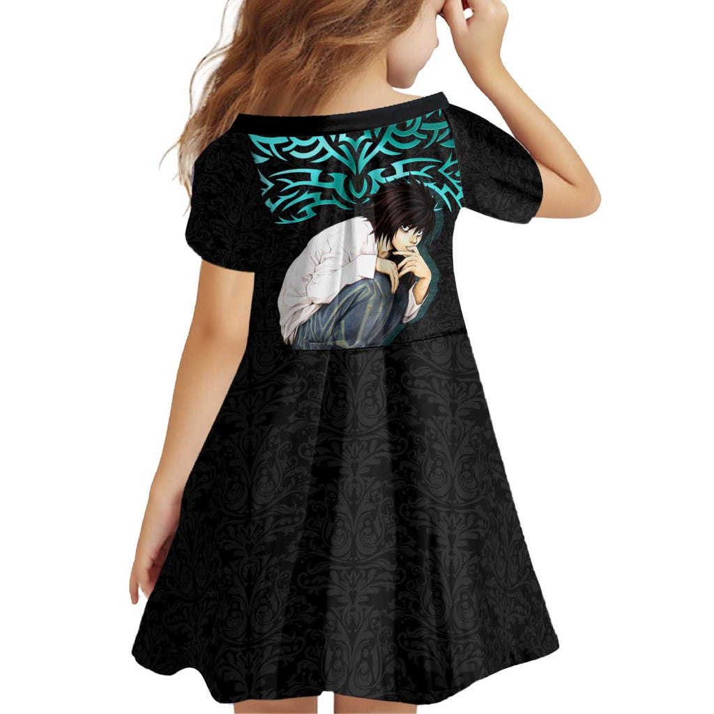 L Lawliet Death Note Kid Short Sleeve Dress Tribal Anime Fusion Style