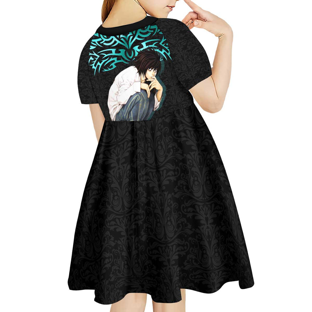 L Lawliet Death Note Kid Short Sleeve Dress Tribal Anime Fusion Style