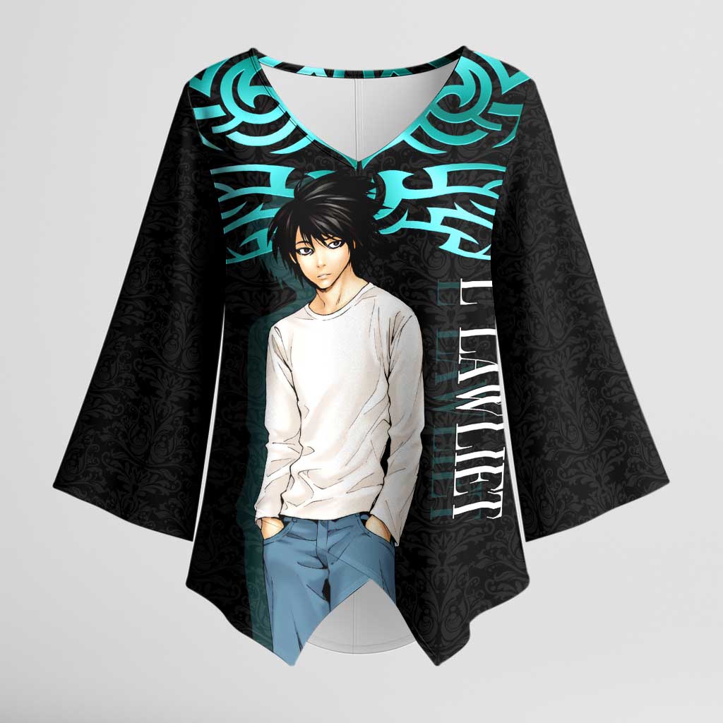 L Lawliet Death Note Kimono Sleeve Blouse Tribal Anime Fusion Style